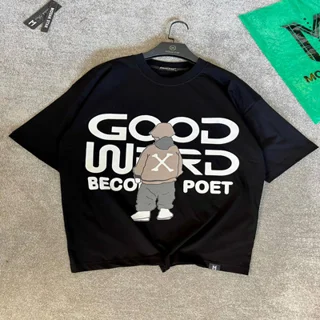 تیشرت پنبه اکونومی مردانه طرح good - عمده-مشکی