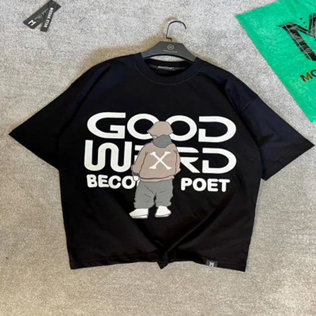 تیشرت پنبه اکونومی مردانه طرح good - عمده-مشکی