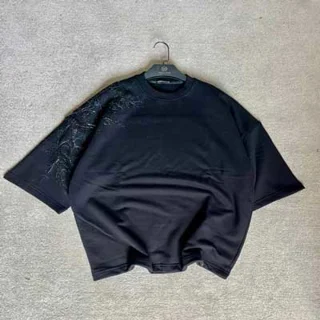 کراپ-شرت-شاخه ای-پاییزه-مردانه -رنگ-مشکی