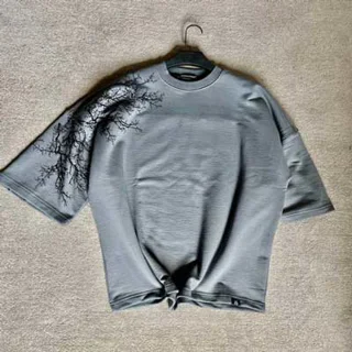 کراپ-شرت-شاخه ای-پاییزه-مردانه -رنگ-طوسی