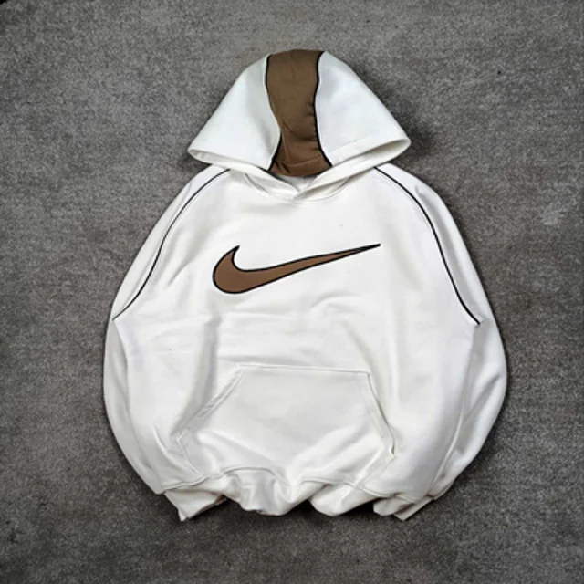 هودی پنبه  پاییزه مردانه - سفید نسکافه ای