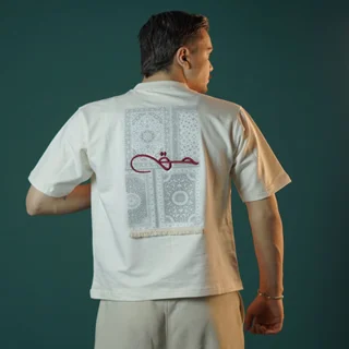 تیشرت دو نخ مردانه طرح حق - عمده-سفید