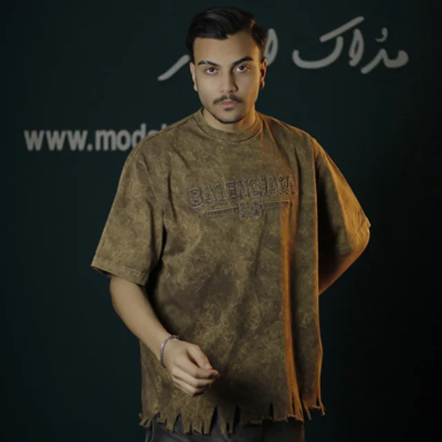 تیشرت ماکان سنگشور شده مردانه طرح balenciaga - عمده-خردلی
