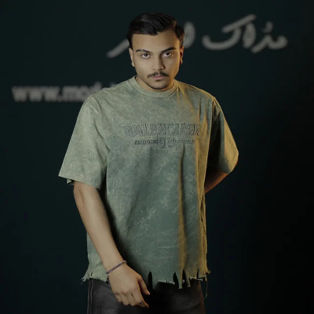 تیشرت ماکان سنگشور شده مردانه طرح balenciaga - عمده-سبز