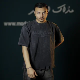 تیشرت ماکان سنگشور شده مردانه طرح balenciaga - عمده-مشکی