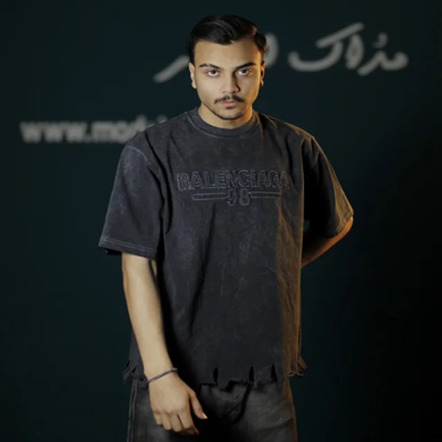 تیشرت ماکان سنگشور شده مردانه طرح balenciaga - عمده-مشکی