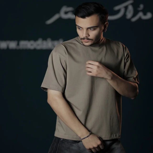 تیشرت دو نخ لاکرا بیسیک-عمده-نسکافه ای