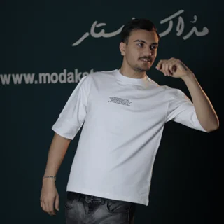 تیشرت دو نخ مردانه طرح تصویری - عمده-سفید