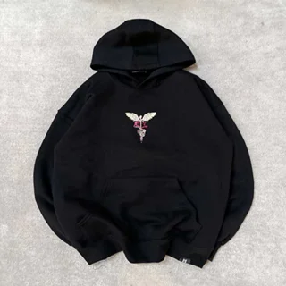 هودی پنبه پاییزه گلدوزی شده مردانه-عمده- مشکی