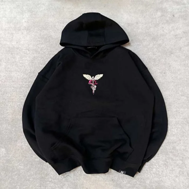 هودی پنبه پاییزه گلدوزی شده مردانه-عمده- مشکی