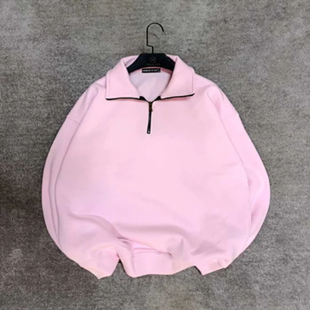 دورس نیم زیپ پنبه پاییزه - عمده-صورتی