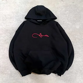 هودی پنبه مردانه چاپی و گلدوزی طرح حق-عمده-مشکی