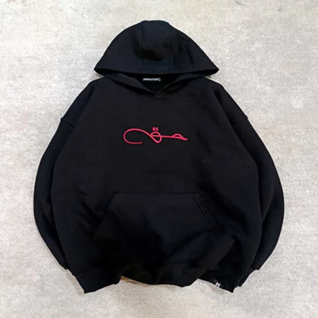 هودی پنبه مردانه چاپی و گلدوزی طرح حق-عمده-مشکی