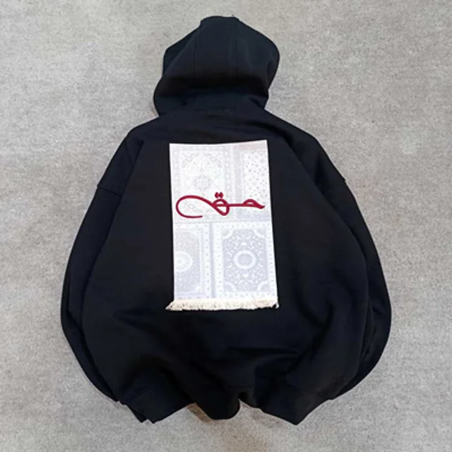 هودی پنبه مردانه چاپی و گلدوزی -عمده- مشکی