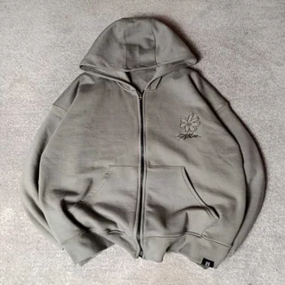 سوییشرت پنبه پاییزه گلدوزی شده -عمده-زیتونی