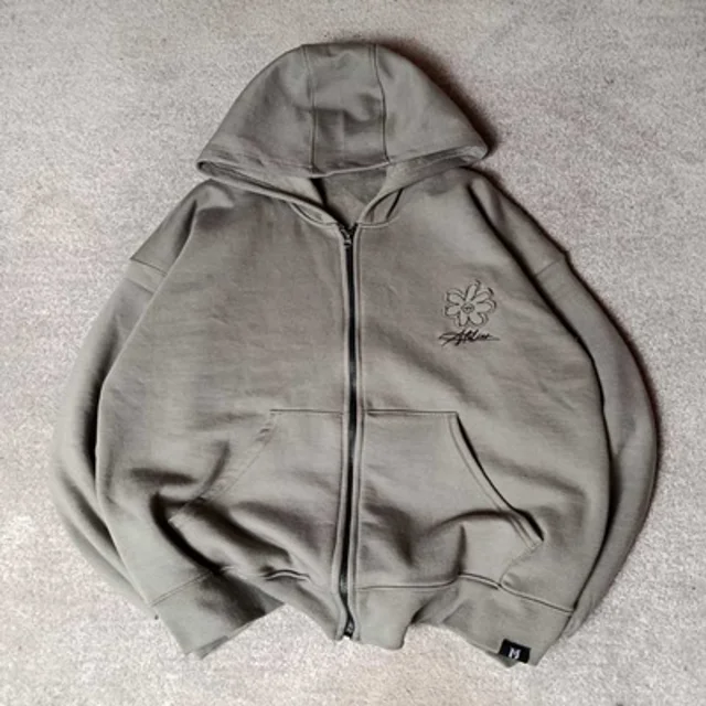 سوییشرت پنبه پاییزه گلدوزی شده -عمده-زیتونی