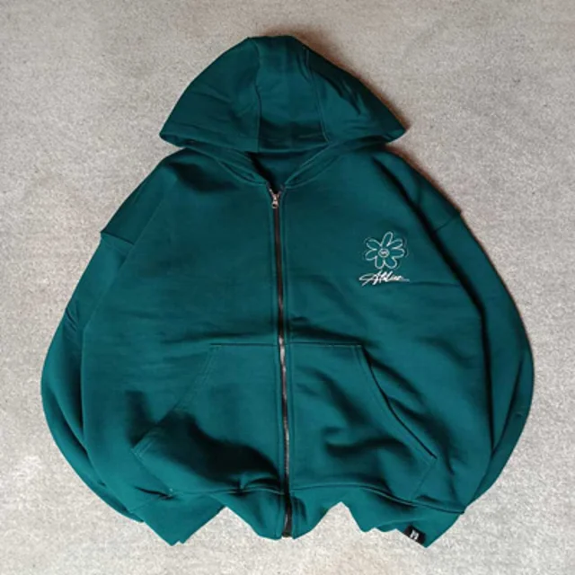 سوییشرت پنبه پاییزه گلدوزی شده -عمده-سبز