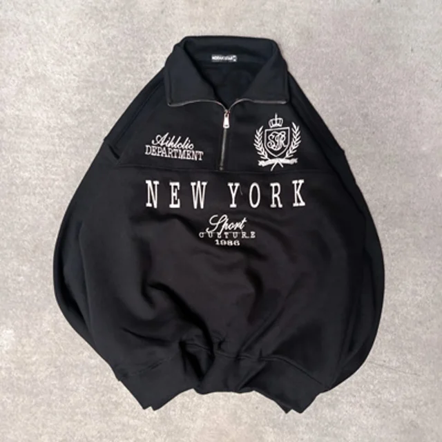 دورس نیم زیپ پنبه پاییزه مردانه-عمده-مشکی