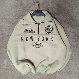 دورس نیم زیپ پنبه گلدوزی شده طرح new york-عمده