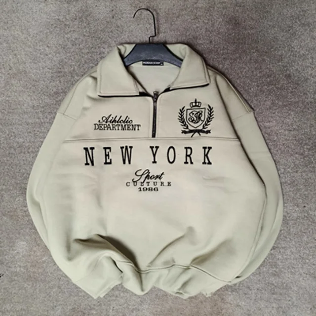 دورس نیم زیپ پنبه پاییزه مردانه-عمده-سبز روشن