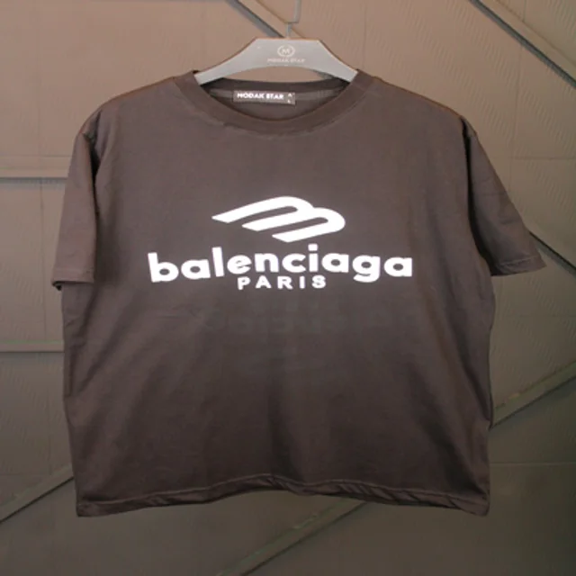 تیشرت پنبه اکونومی مردانه طرح BALENCI  چاپی - عمده-مشکی
