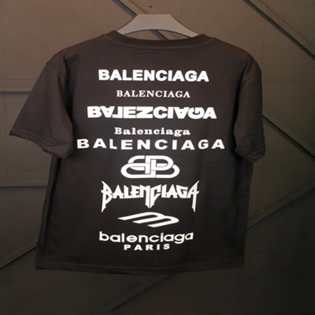 تیشرت پنبه  اکونومی مردانه طرح BALENCI  - عمده-مشکی